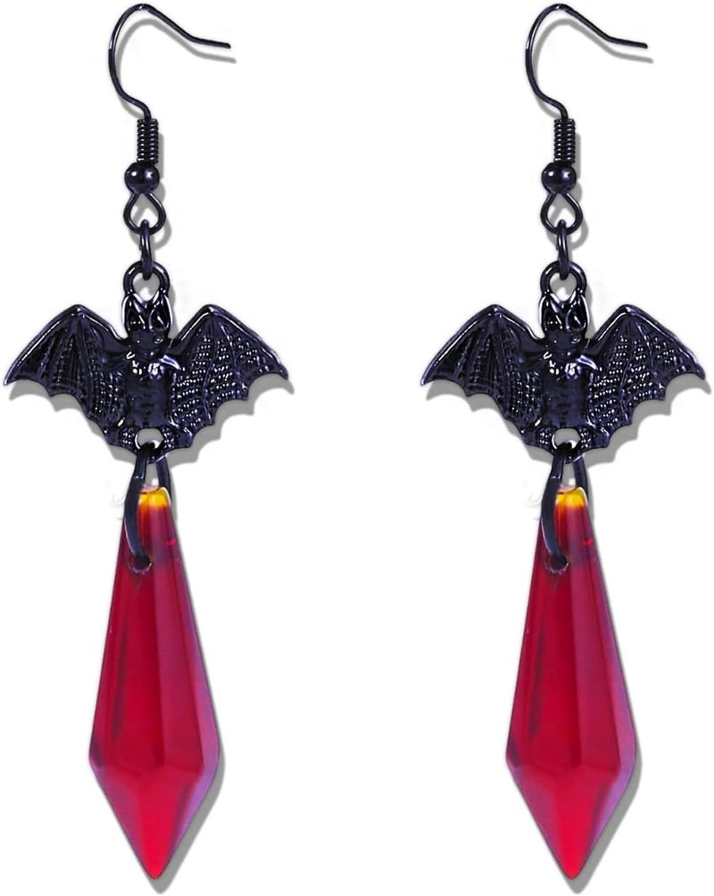 CSIYANJRY99 Goth Bat Crystal Earrings Vampire Accessories for Women Halloween Earring Gothic Jewelry Dangle Earrings Witch Victorian Vintage Dress Costume - Image 1